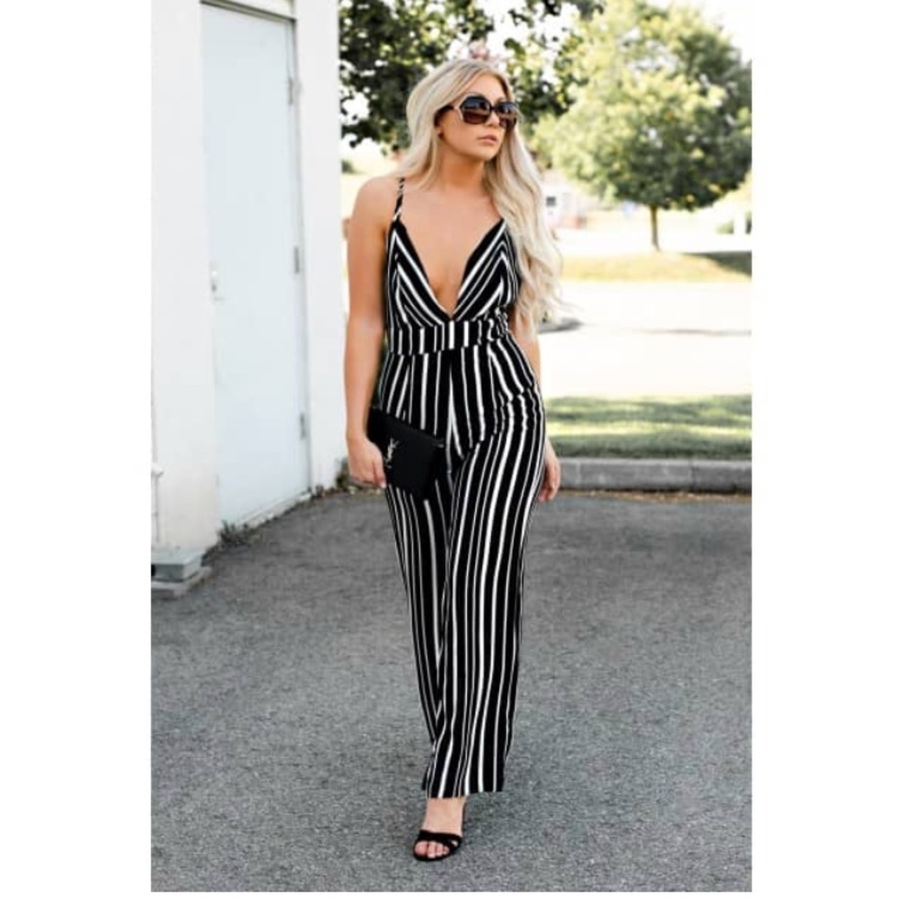 Gorgeous black and white Striped jumpsuit